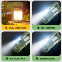 Lanterne de camping Brightenlux 3 en 1 avec ventilateur et lampe torche, rechargeable par USB-C, IP44, lumière latérale 7,5H, laser blanc 300m, mode clignotant