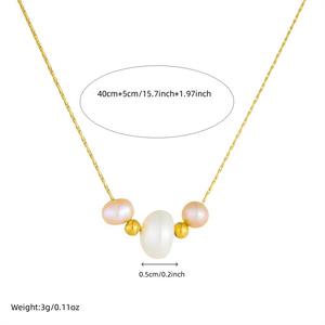 Großhandel Mode Minimalist Pearl Halskette Einzigartige Trendy Edelstahl Dünn kette Halskette für Dame - Product Image 4
