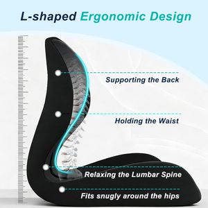 Cojín de Asiento Ergonómico de Espuma Viscoelástica y Soporte Lumbar para Alivio del Dolor de Espalda, Coxis y Ciática, para Oficina y Auto, Color Negro - Product Image 3