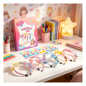 Lot de kits de fabrication de serre-têtes DIY pour filles, avec étoiles scintillantes, nœuds, garnitures en maille et décorations en strass, idéal comme cadeau de fête ou jouet - Product Image 1