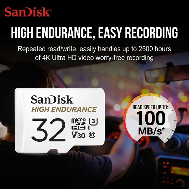 Original SanDisk HIGH ENDURANCE Memory Card 32G Micro Tf SD Card 512G U3 V30 4K TF Flash Card for Monitor Video