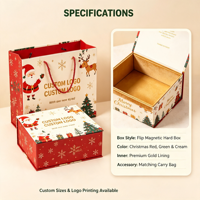 Boîte cadeau magnétique personnalisée pour Noël, imprimé renne et Père Noël, boîte en papier rigide, logo personnalisé pour emballage cadeau de Noël, vente en gros