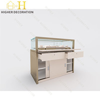 Vitrine de comptoir en verre classique pour bijoux, présentoir en métal pour magasin avec tiroir et armoire de présentation