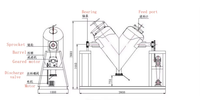 Mélangeur de poudre en acier inoxydable 304 de 300 L en forme de V, mélangeur rotatif industriel pour poudre sèche, pour le mélange d'aliments et de cosmétiques