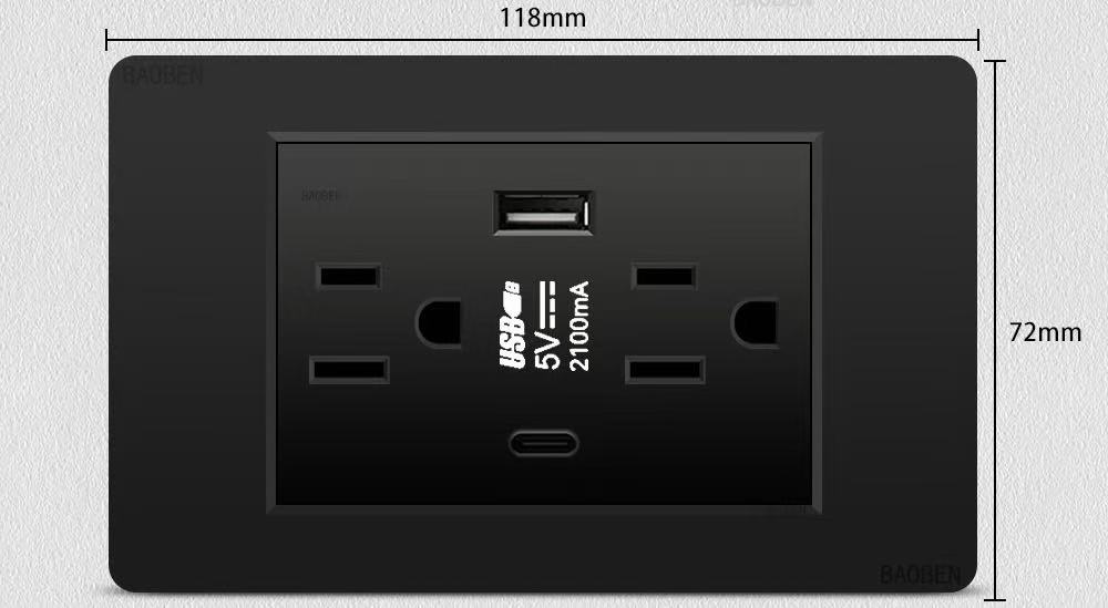Integrated Taiwan Standard 6-Hole Socket with 10W USB Charging