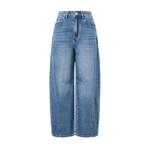 <span class=keywords><strong>Jeans</strong></span> en denim coupe scimitar pour femme, automne 2025, style stéréo déconstruit, couture latérale en arc, jambe modifiée, taille haute vintage, séchage rapide - Product Image 1