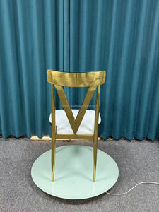 New Design Gold Stainless Steel V Back <b>Stackable</b> Wedding <b>Chair</b> Rental Event Furniture Hotel <b>Chair</b> - Product Image 3