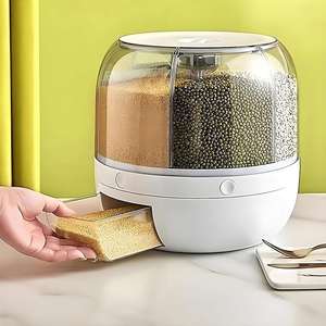 Dispensador de Cereales Giratorio de 360 Grados, Contenedor de Arroz Seco con Taza para Cocina - Product Image 2