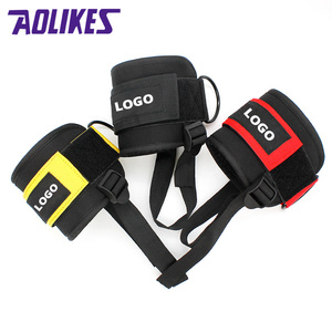 Aolikes 7139 logotipo personalizado al por mayor entrenador muscular entrenamiento cadera pierna correas gancho pórtico tensión Fitness pie anillo tobillo hebilla
