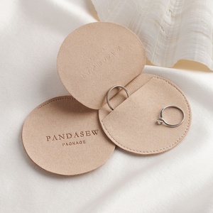 PandaSew Custom Logo Luxury Microfiber Jewelry Bags, Round Packaging for Rings Earrings Necklace Jewelry Pouch - Product Image 1