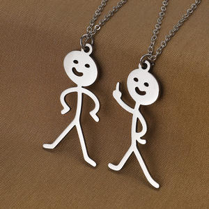 Acero inoxidable lindo dibujos animados <span class=keywords><strong>Stickman</strong></span> colgante moda joyería de moda para hombres mujeres y niños especias personalidad - Product Image 5