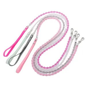 Fashion INS Colorful Crystal Balls Bead Dog Lead For Walking Dogs Cat Collar Leash Accessories