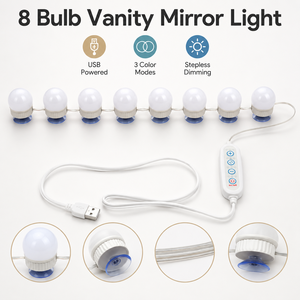 8 Bulb <b>LED</b> Vanity <b>Mirror</b> Lights USB Powered <b>Makeup</b> <b>Mirror</b> Lighting Kit 3 Colors Dimmable Holywood Style <b>Mirror</b> Lamp - Product Image 3