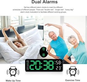 Modern Mirror LED Luminova Display Brightness Adjustable Timer Alarm <b>Clock</b> <b>Digital</b> <b>Wall</b> <b>Clock</b> Home Decor Office - Product Image 5