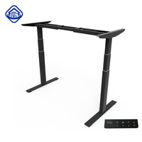 Vente directe usine – Support de table commercial autoportant en acier, ergonomique, moderne, modulaire, réglable électriquement en 3 sections, à double moteur