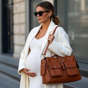 <span class=keywords><strong>Sac</strong></span> à couches en cuir vegan marron <span class=keywords><strong>fait</strong></span> <span class=keywords><strong>main</strong></span> vintage pour maman <span class=keywords><strong>sac</strong></span> à couches pour nouveau-né avec matelas à langer et étui à sucette - Product Image 1