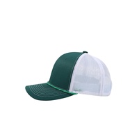 Gorra de béisbol vintage lisa de 6 paneles con visera curva, bordado de logotipo personalizado, malla de cuerda y cierre snapback tipo trucker con cuerda de tono secundario