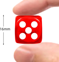Vente en gros de dés acryliques D6 transparents 5 couleurs carrés de 16mm pour le MDN pour MTG Tenzi Bunco jeux de société de table enseignement des mathématiques