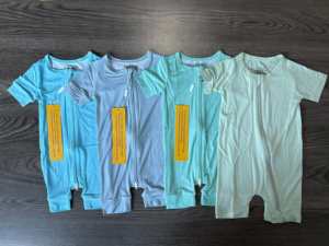 Combinaison bébé en bambou en gros, manches courtes, fermeture éclair bidirectionnelle, écologique, unisexe, nouveau-né à 1 an, vêtements pour enfants - Product Image 6