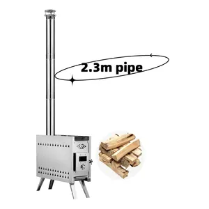 Poêle à bois portable adapté au camping d'hiver, à la chasse et à la cuisine en plein air avec tuyaux de 2.3m