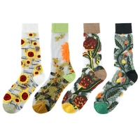 WUYANG FACTORY Floral Verre Maille Soie Version Chaussettes Femmes Fruits Motif Cristal Moyen Tube Chaussettes D'été