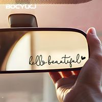 1 autocollant décoratif en PVC 10*3cm « Hello Beautiful » pour rétroviseur de voiture, accessoire extérieur intérieur pour la sécurité