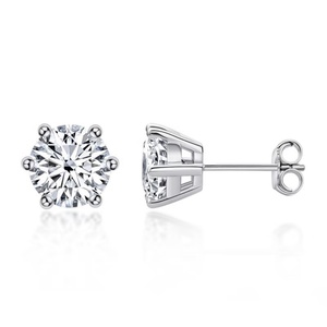 18K Gold Lab Grown Diamond Stud <b>Earrings</b> Round Brilliant Cut VVS Custom Four-Prong Setting <b>Fine</b> Jewelry - Product Image 3
