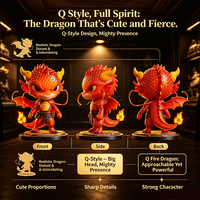 Figurine en résine Q Fire Dragon, jouet artistique peint à la main pour collection de bureau