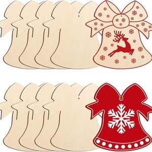 Nuevo artículo de comercio electrónico transfronterizo: 10 piezas de adornos navideños de madera/elementos decorativos, colgadores de madera en blanco para pintar DIY. - Product Image 1