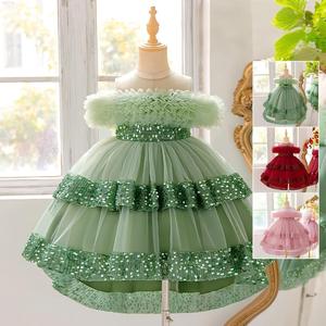 open lace back dress Girls Birthday Dress Children's Sequin Party Dress Flower Girl Princess Dress main image 1