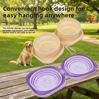 Bol pour animaux de compagnie pliable personnalisé, écologique, de qualité alimentaire, double, multifonctionnel, portable pour l'extérieur