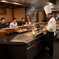 Meja panggangan MIUI komersial Jepang peralatan dapur Hibachi Restoran besi tahan karat induksi elektrik Gas meja panggangan