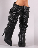 Prix de gros - Bottes mi-hautes en cuir PU souple - Semelle en caoutchouc - Talons hauts - Bottes sexy pour strip-teaseuses - Bottes d'hiver pour femmes - Pointures 34-44