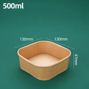 Disposable Kraft Bowl Salad Bento Lunch Box Take Out Fast Food Paper Container Paper Box For Picnic Food Packaging Salad Bowl