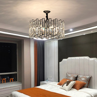 Nouveau Lustre Moderne de Luxe à Niveaux en Cristal 2026, Cadre Noir, Suspension LED Taille Moyenne pour Salon, Chambre et Salle à Manger
