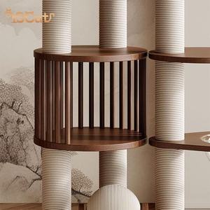 Modern Madeira Faux Rattan Eco-Friendly <span class=keywords><strong>Cat</strong></span> <span class=keywords><strong>Tree</strong></span> Luxo com 2 Níveis Indoor/Office Use Carton Embalado - Product Image 3