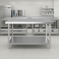 Plan de travail en acier inoxydable robuste, directement de l'usine, pour cuisine, école et cantine