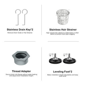 ท่อระบายน้ำแบบเส้นตรง <span class=keywords><strong>NEODRAIN</strong></span> รุ่นโมเดิร์น ทำจากสแตนเลส 304 ชุบโครเมียม พร้อมตะแกรงแบบซ่อน สำหรับห้องน้ำในโรงแรม - Product Image 6