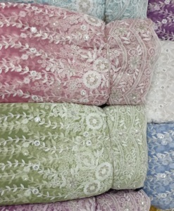 New Design With Zari Sequence Net <b>Fabric</b> Width 56 Inch Garment <b>Fabric</b> for Women Wedding Dress Making - Product Image 4