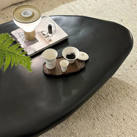 Table basse ovale irrégulière en verre et acier, style nordique créatif, pour salon, couleur crème