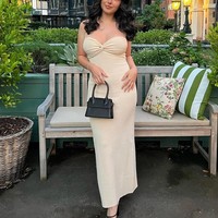 Nouveautés mode robes tricotées femmes sexy sans bretelles