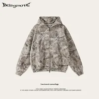 Style urbain cool |   Sweat à capuche doublé en polaire à broderie 3D en forme de cœur tendance européenne américaine d'hiver, veste à double fermeture éclair pour homme