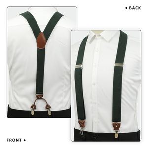 Bretelles en cuir élastique couleur unie pour hommes, 3 clips, style vintage, pour hommes et femmes, 45 pouces, pour pantalons et jupes de mariage - Product Image 4