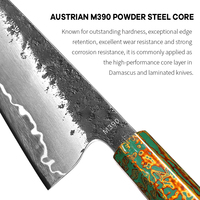 Couteau de chef japonais Konoll 200 mm Kiritsuke, 3 couches d'acier inoxydable, avec acier autrichien M390 et manche luxueux