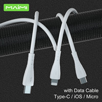 Pengisi Daya Dinding USB Maimi UK Plug 5V 2.4A Adaptor Daya Portabel Cangkang ABS+PC Tahan Api dengan Set Kabel Micro/Type-C/iOS