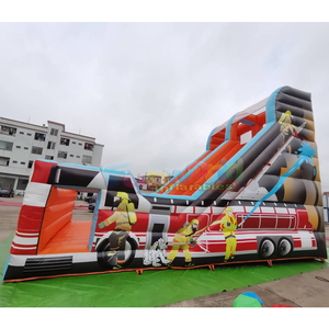 Outdoor commercial party jumpers bounce house toboggan gonflable inflatable fire station <b>slide</b> for kids - Product Image 4