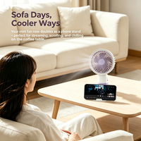 Mini Ventilador de Mano 2 en 1, Soporte para Teléfono de Escritorio, Recargable por USB, Silencioso, Rosa, Caqui, Morado, Regalo de Verano