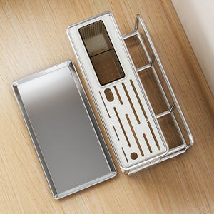 家庭用ナイフラックキッチン収納乾燥カトラリーホルダー2024新品デスクトップ壁掛けメタルブラック多機能オーガナイザー - Product Image 6