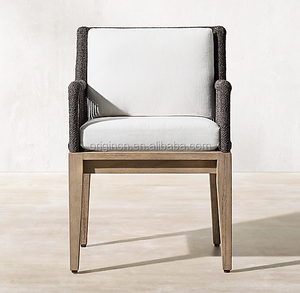 Muebles de Exterior de Diseño Elegante, Tejidos a Mano, de Mimbre Resistente a la Intemperie, con Madera de Teca, Sillas de Comedor con Brazos - Product Image 3