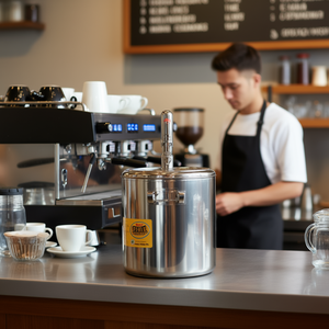 Distributeur de boissons en acier inoxydable 12L avec robinet à levier, qualité commerciale, en métal poli, rond, pour boissons chaudes et froides (thé, café) - Product Image 2